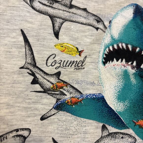 Shark AOP All Over Print Single Stitch T-shirt Large - Double Sided - Grey - Picture 5 of 7